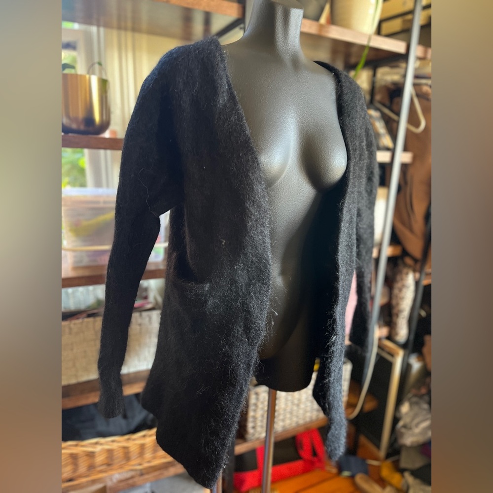 Acne studios black mohair cardigan sweater